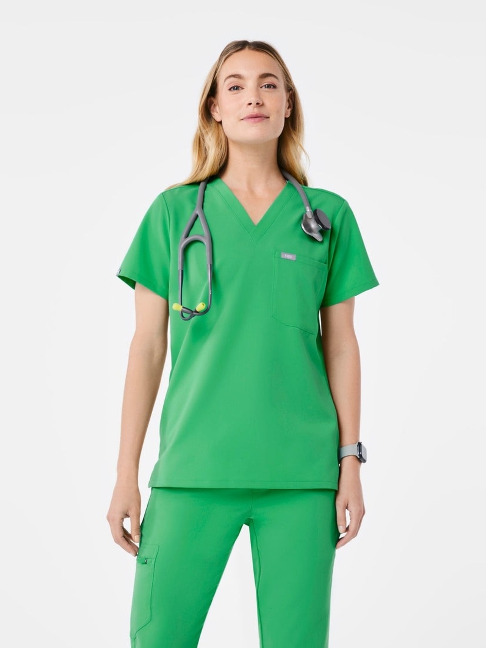 Figs Emerald Catarina Scrub Top